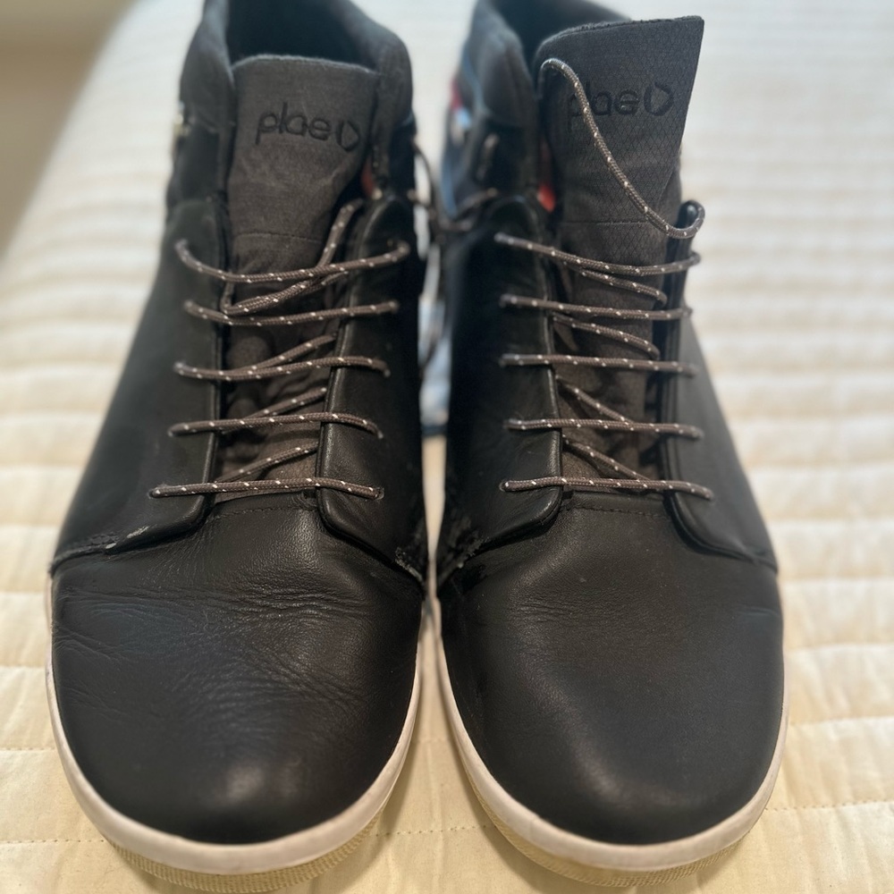 PLAE:Abra Black Leather Waterproof High Top Shoes.
